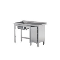 Stół ze zlewem i drzwiami skrzydłowymi 1400 × 600 mm – ASBER STW-146/1 PL L HD B – ECO Line