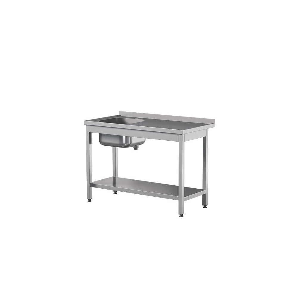 Stół ze zlewem i półką 900 × 600 mm – ASBER STW-96/1 PL L S – ECO Line