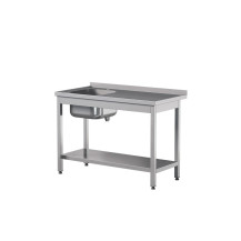 Stół ze zlewem i półką 1400 × 700 mm – ASBER STW-147/1 PL L S – 304 Line