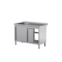 Stół ze zlewem i drzwiami suwanymi 1600 × 600 mm – ASBER STW-166/1 PL L 2SD – ECO Line