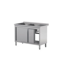 Stół z 2 zlewami i drzwiami suwanymi 1000 × 600 mm – ASBER STW-106/2 PL L 2SD – ECO Line