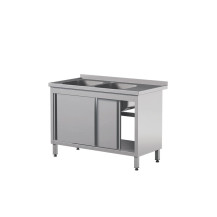 Stół z 2 zlewami i drzwiami suwanymi 1000 × 700 mm – ASBER STW-107/2 PL L 2SD – ECO Line