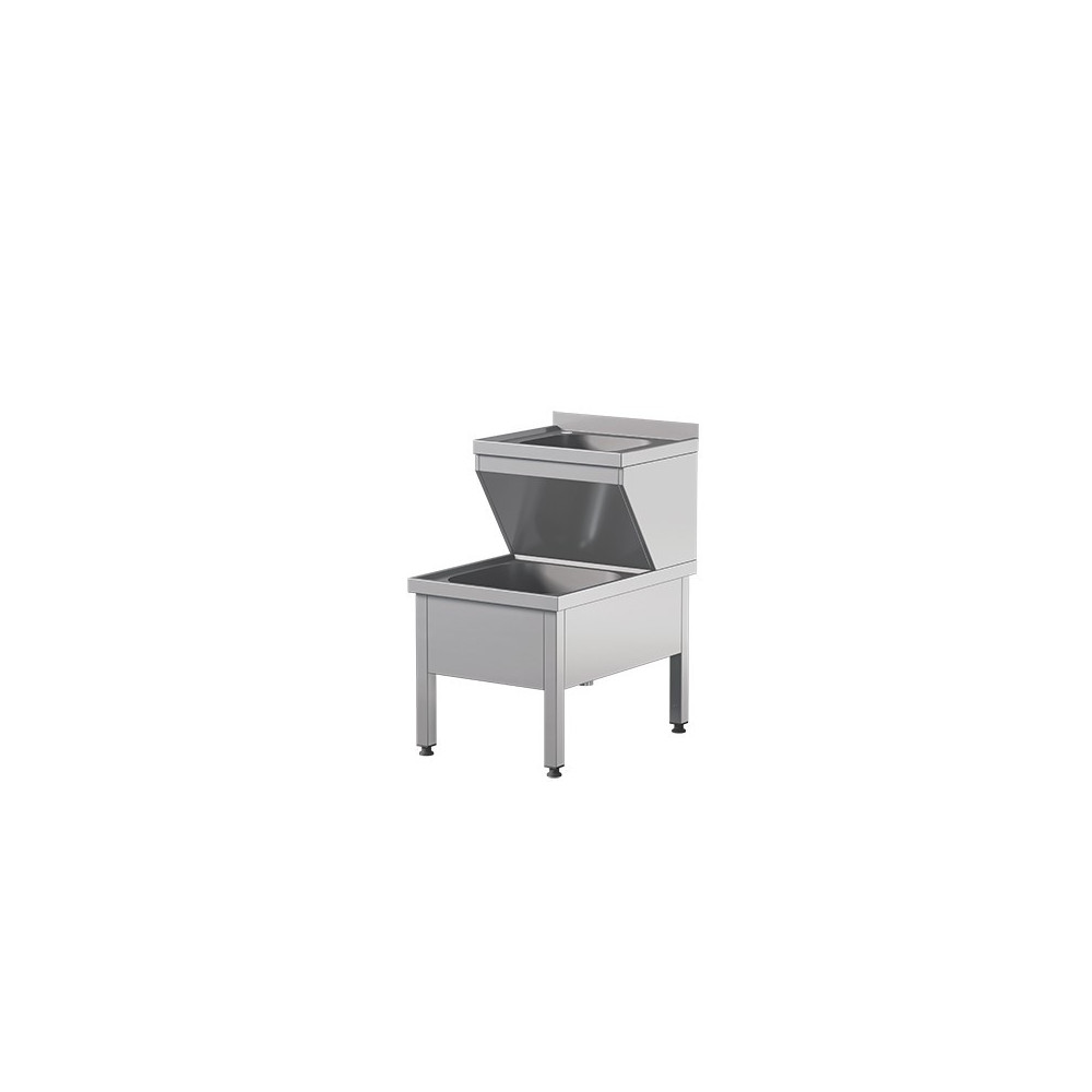 Stół ze zlewem 500 × 700 mm – ASBER STW-57/2L – 304 Line