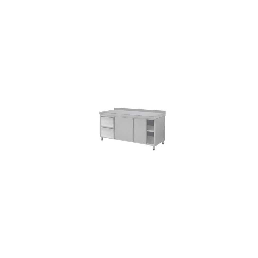 Stół roboczy z szafką z drzwiami suwanymi i szufladami 2200 × 700 mm – ASBER WM-227 PL 2SD 2DR – ECO Line