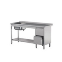 Stół ze zlewem z szufladami i półką 1500 × 600 mm – ASBER STW-156/1 PL L 2DR S – ECO Line