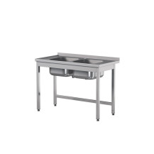 Stół z 2 zlewami i wzmocnieniem 1800 × 600 mm – ASBER STW-186/2 PL L B – ECO Line