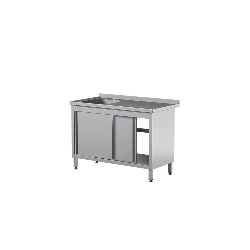 Stół ze zlewem i drzwiami suwanymi 1300 × 600 mm – ASBER STW-136/1 PL L 2SD – ECO Line