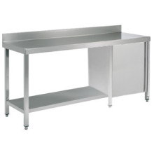 Stół roboczy z drzwiami skrzydłowymi i półką 1300 × 600 mm – ASBER WT-136 PL HD S – 304 Line
