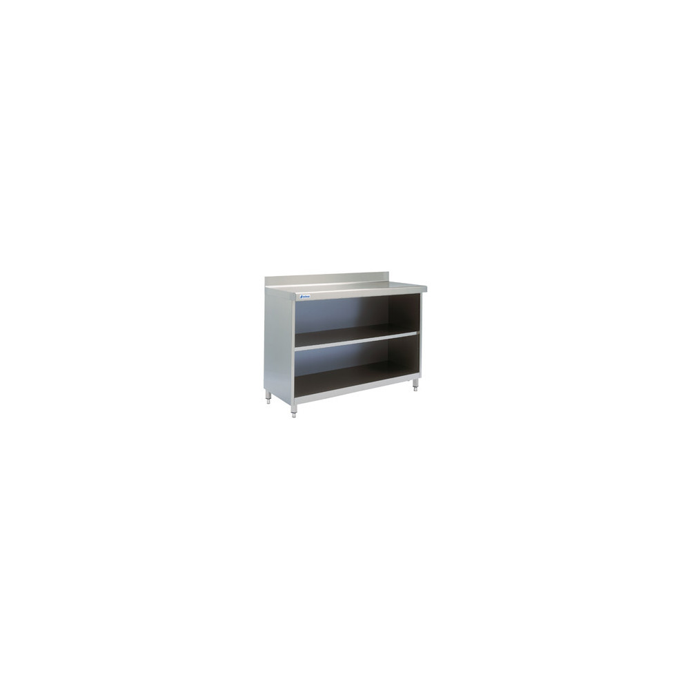 Stół roboczy z szafką otwartą i półką 1800 × 600 mm – ASBER WT-186 PL 2S – 304 Line