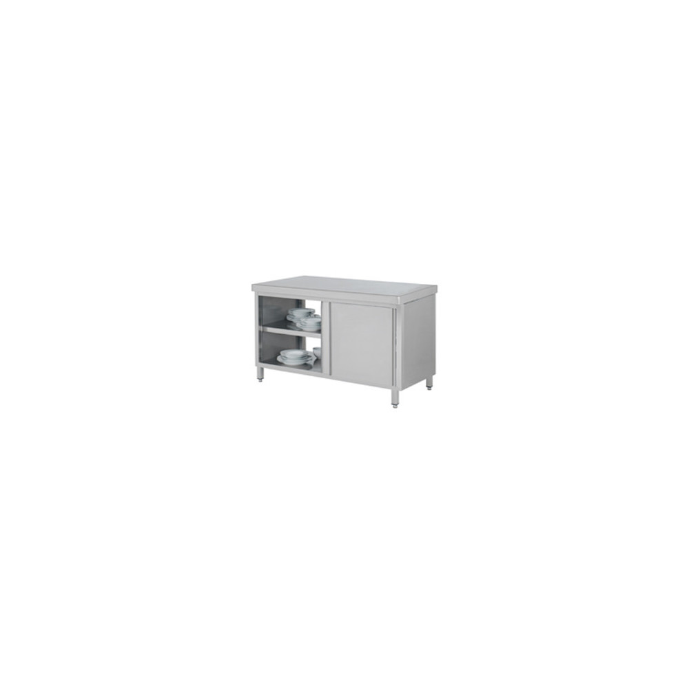 Stół roboczy przelotowy z szafką i drzwiami suwanymi 1300 × 600 mm – ASBER WM-136 PL 4SD – 304 Line