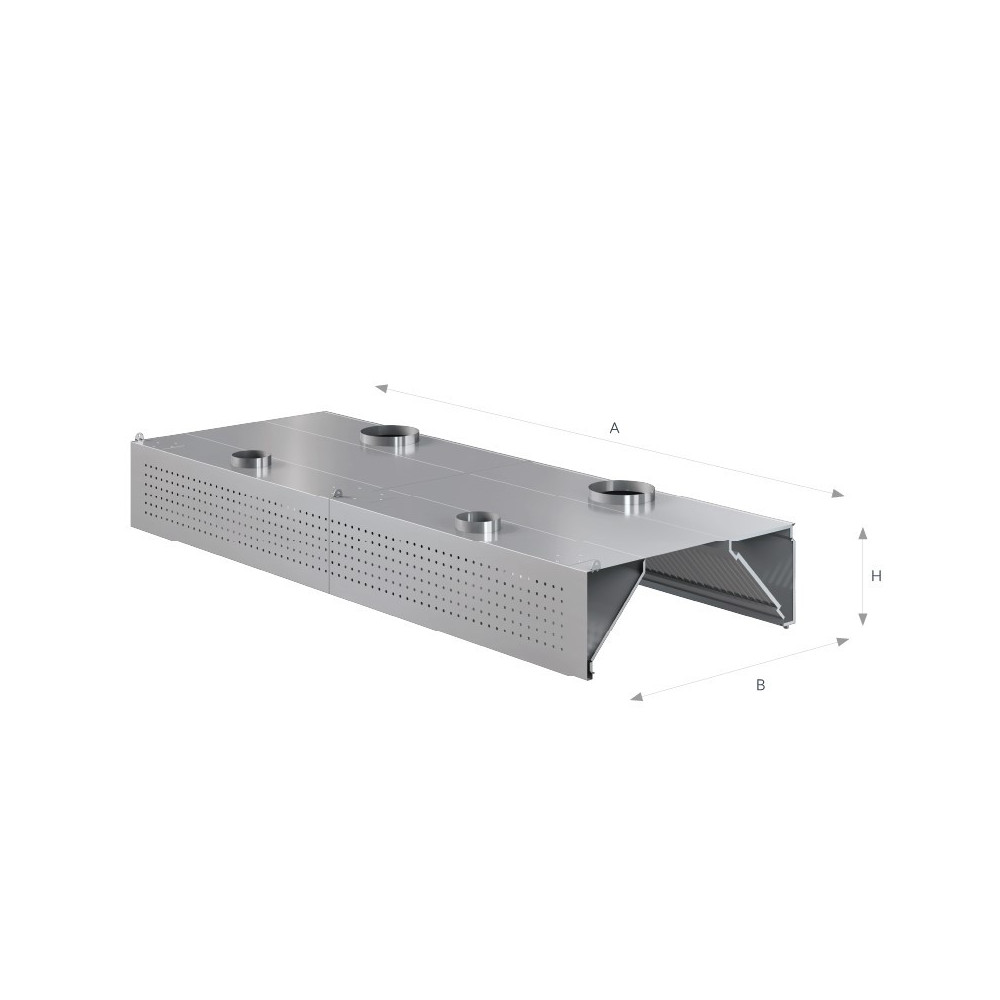 Okap przyścienny kompensacyjny 3900 × 1100 mm – ASBER WEHC-3911/2 – 304 Line