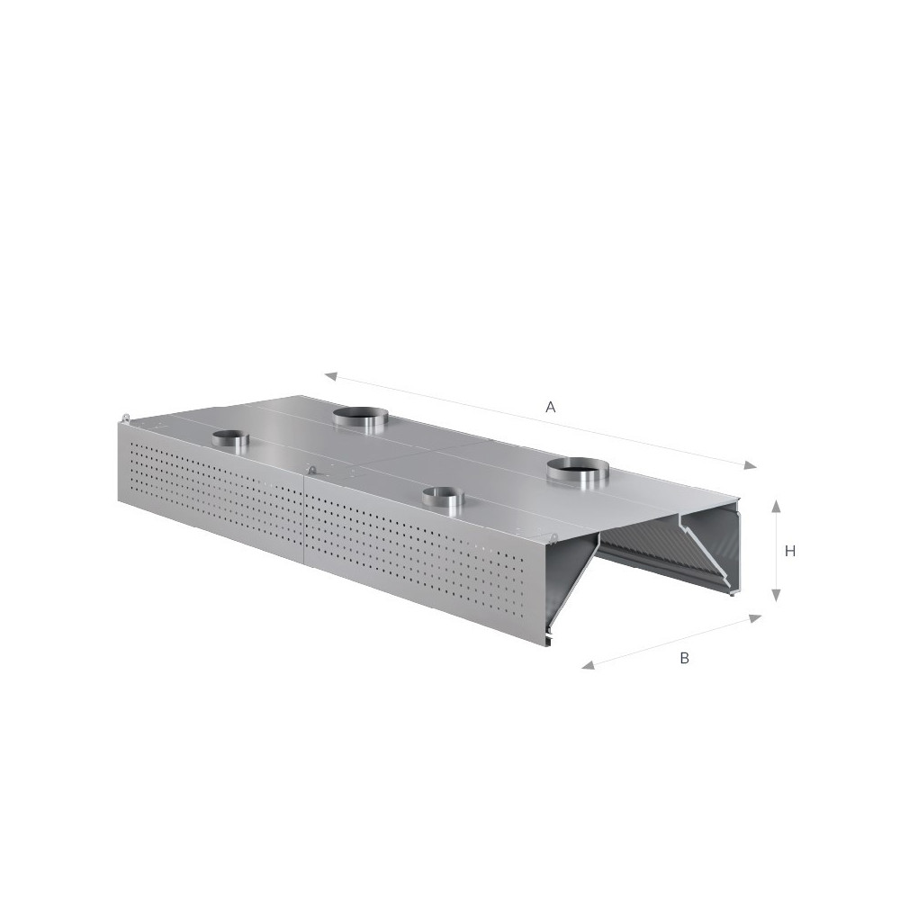 Okap przyścienny indukcyjno-kompensacyjny 2700 × 1200 mm – ASBER WEHIC-2712/2 – 304 Line