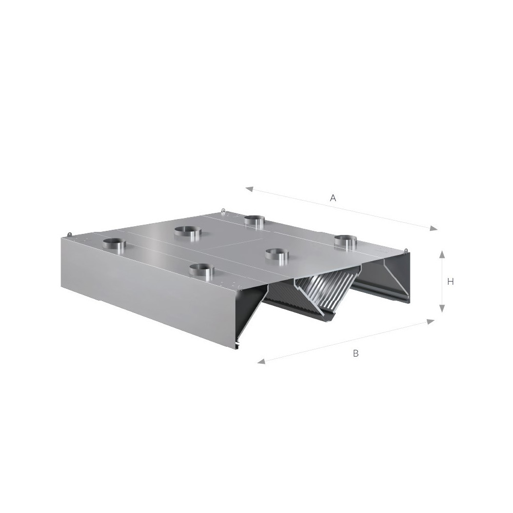 Okap centralny indukcyjny 2100 × 1800 mm – ASBER CEHI-2118/1 – 304 Line