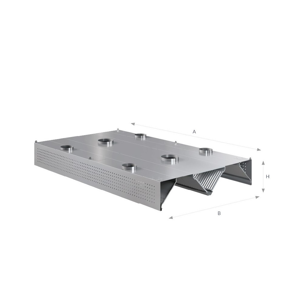 Okap centralny kompensacyjny 2300 × 2000 mm – ASBER CEHC-2320/2 – 304 Line