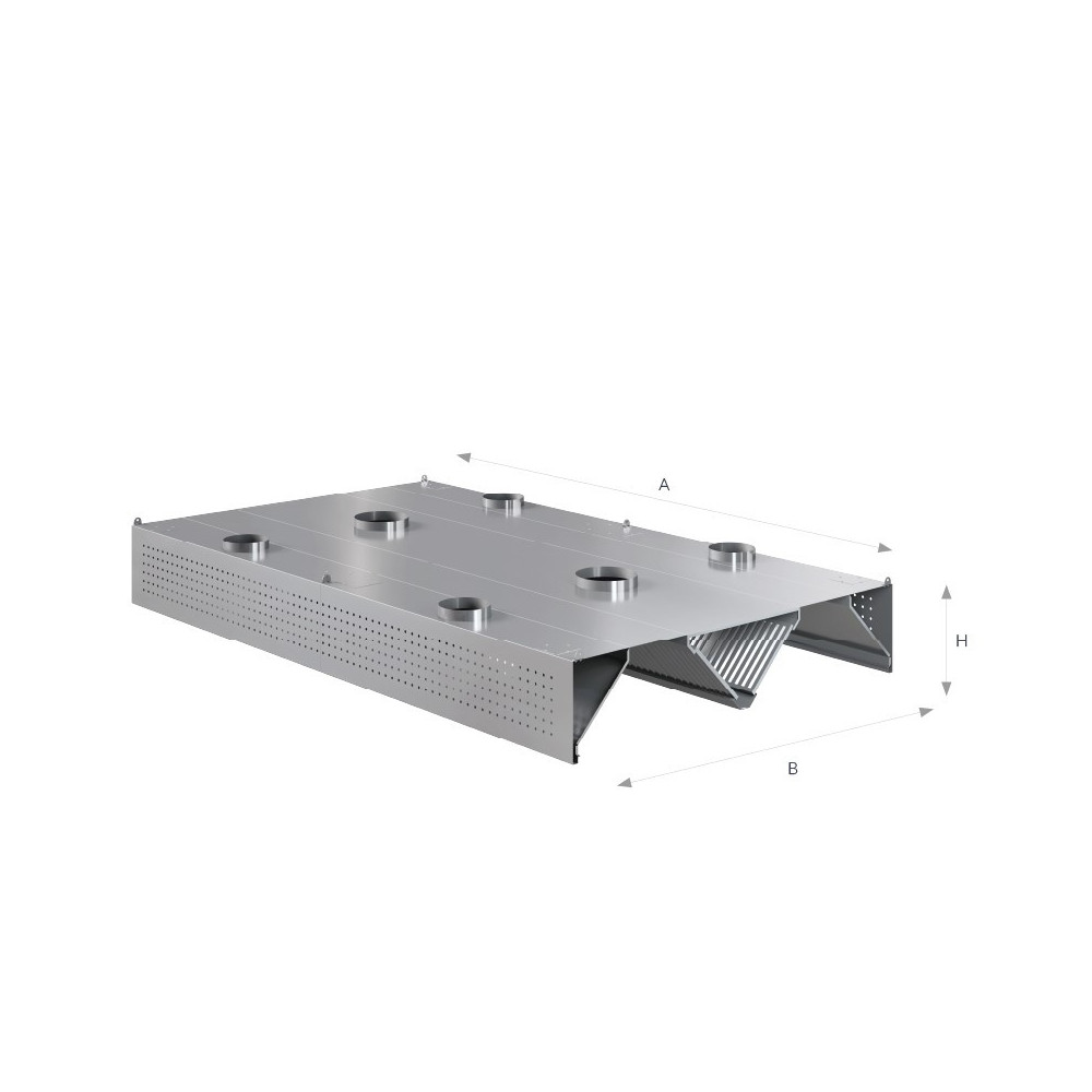 Okap centralny indukcyjno-kompensacyjny 3700 × 1800 mm – ASBER CEHIC-3718/2 – ECO Line