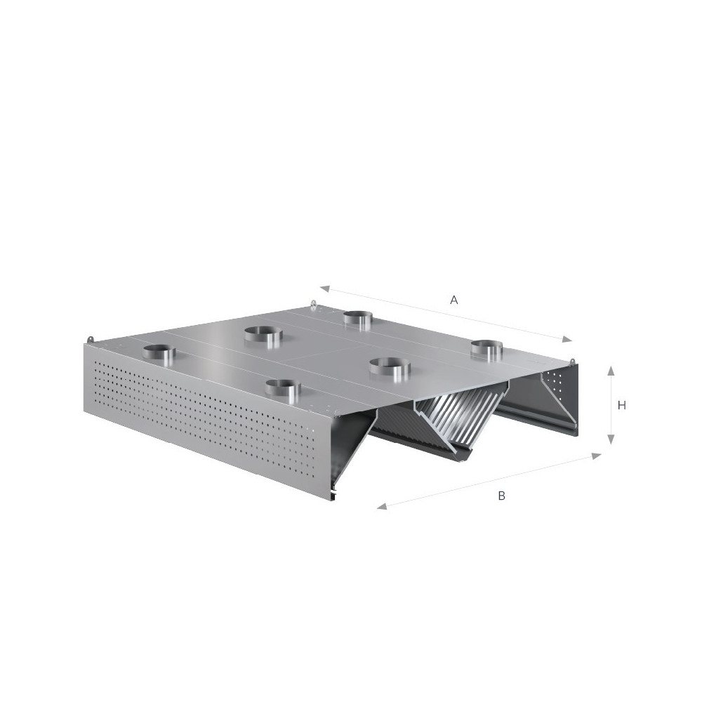 Okap centralny indukcyjno-kompensacyjny 1600 × 2400 mm – ASBER CEHIC-1624/1 – 304 Line