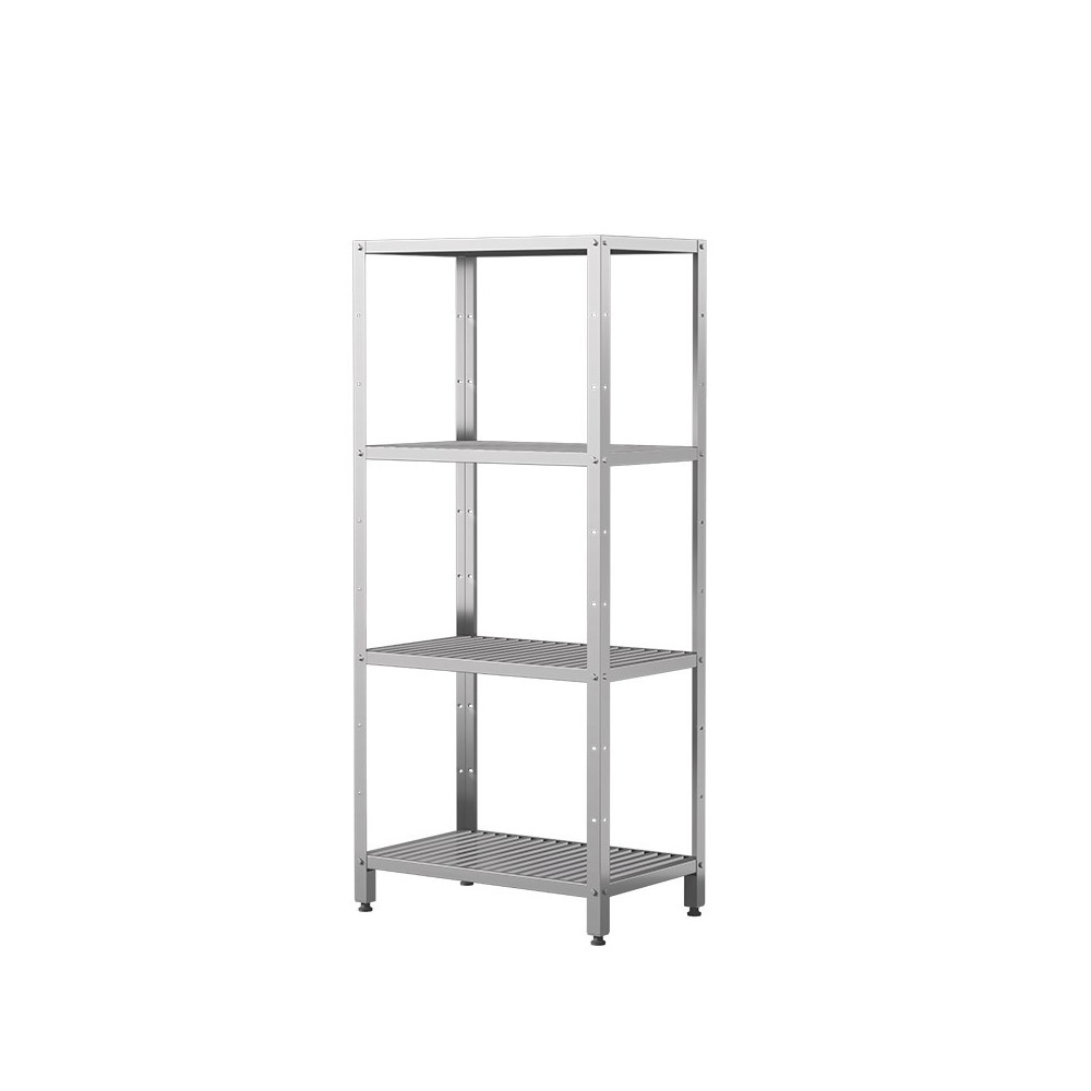 Regał skręcany z półkami gretingowymi 800 × 500 mm – ASBER SSDG-850 – 304 Line