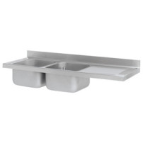 Stół z 2 zlewami 1400 × 700 mm – ASBER DTS-147/2 PL L – ECO Line