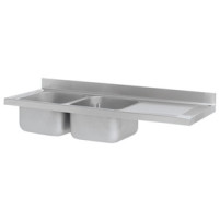 Stół z 2 zlewami 1500 × 700 mm – ASBER DTS-157/2 PL L – 304 Line