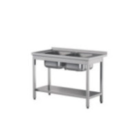 Stół z 2 zlewami i półką 1100 × 600 mm – ASBER STW-116/2 PL L S – ECO Line