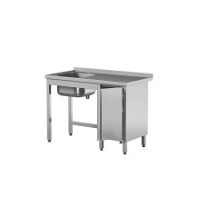 Stół ze zlewem i drzwiami skrzydłowymi 2000 × 700 mm – ASBER STW-207/1 PL L HD B – 304 Line