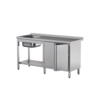 Stół ze zlewem z podwójnymi drzwiami skrzydłowymi 2000 × 700 mm – ASBER STW-207/1 PL L 2HD S – ECO Line