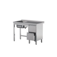 Stół ze zlewem i szufladami 1300 × 600 mm – ASBER STW-136/1 PL L 2DR B – ECO Line