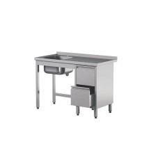 Stół ze zlewem i szufladami 2000 × 700 mm – ASBER STW-207/1 PL L 2DR B – 304 Line
