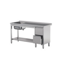 Stół ze zlewem z szufladami i półką 1900 × 600 mm – ASBER STW-196/1 PL L 2DR S – ECO Line