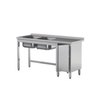 Stół z 2 zlewami i i drzwiami skrzydłowymi 2200 × 600 mm – ASBER STW-226/2 PL L HD – ECO Line