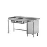 Stół z 2 zlewami i i drzwiami skrzydłowymi 2200 × 600 mm – ASBER STW-226/2 PL L HD – ECO Line
