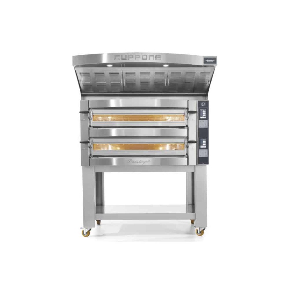 Piec do pizzy 2 komorowy, na podstawie, załadunek szeroki, 2 x 6 x 350mm Cuppone Michelangelo ML635L/2TS