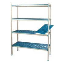 Regał aluminiowo-polipropylenowy wolnostojący, 4 półkowy, 1800x400x1750, ALUSHELF 3PD-44+4P-94+4P-84