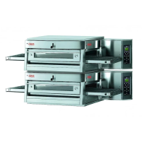 Taśmowy / przelotowy 2 poziomowy piec do pizzy o wydajności 210 pizz x 300-350mm na godzinę, szerokość taśmy 750mm, OEM HV75 LCD
