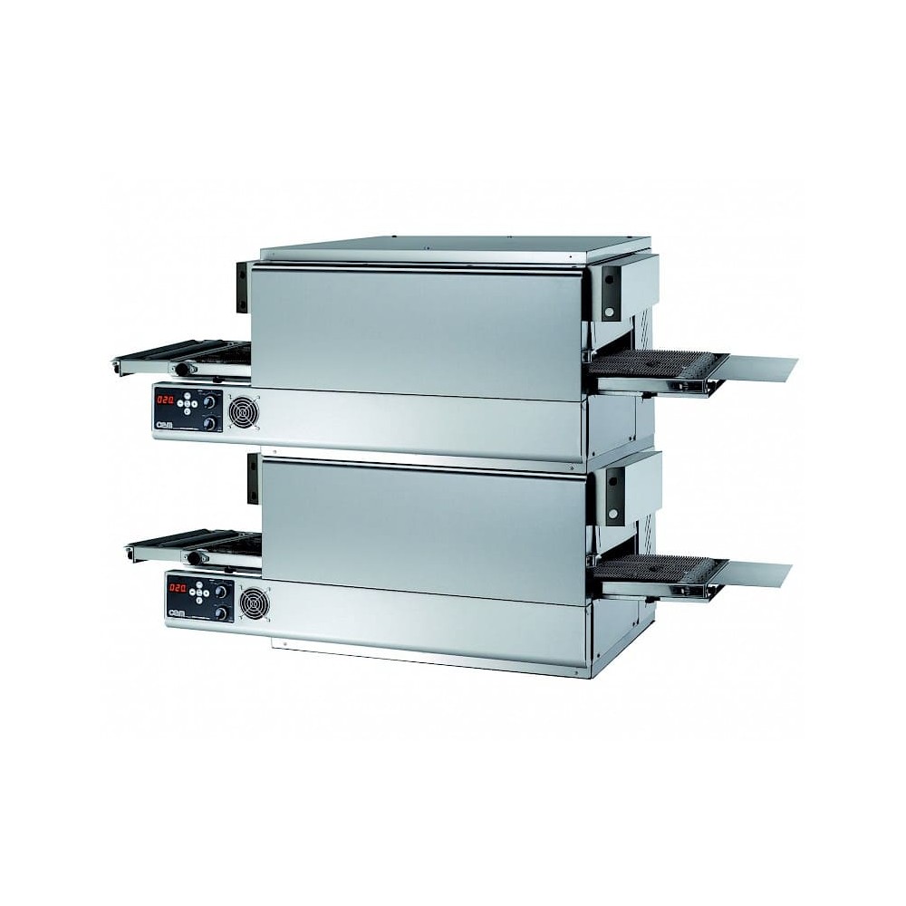 Taśmowy / przelotowy 2 poziomowy piec do pizzy o wydajności 76 pizz x 300-350mm na godzinę, szerokość taśmy 450mm, OEM HENERGO H