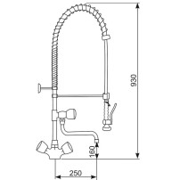 Bateria zlewozmywakowa stojąca - spryskiwacz + wylewka Hydrostop OMEGA 1.1