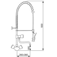 Bateria zlewozmywakowa stojąca - spryskiwacz + wylewka telesk. Hydrostop OMEGA 1.1/T
