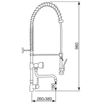 Bateria zlewozmywakowa stojąca - spryskiwacz + wylewka telesk. Hydrostop OMEGA 2/T