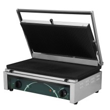 Grill elektryczny kontaktowy panini szeroki RN102 | 2 płyty ryflowane Resto Quality RN102