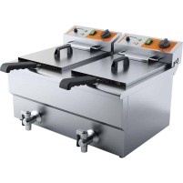 Frytownica elektryczna z kranem, 2-komorowa, Caterina, V 2x8 l, P 2x3  Stalgast 746097