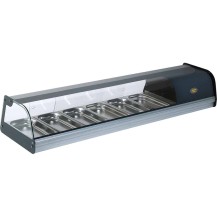 Witryna chłodnicza ekspozycyjna do sushi, nastawna, 6x GN 1/3, 1450x400x260 Stalgast 777134