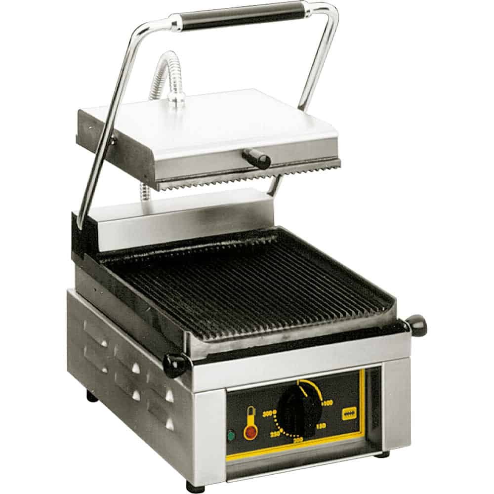 Kontakt grill pojedynczy, ryflowany, SAVOYE, P 2 kW, U 230 V Stalgast 777213