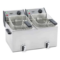 Frytownica nastawna, 2-komorowa z kranem, V 2x8L, P 6.8 kW, 590x450x370 Stalgast 777326