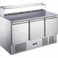 Stół chłodniczy 3 drzwiowy do pizzy z nadstawką szklaną, V 402 l, Stalgast 833037