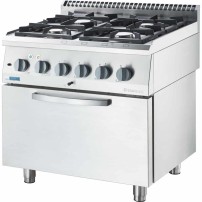 Kuchenka z piekarnikiem elektrycznym, kuchnia gazowa ECO 4-palnikowa, P 17+6.5 kW, U G20 Stalgast 9713610