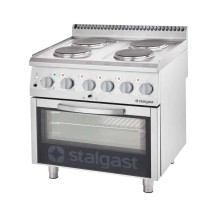Kuchnia elektryczna, 4-polowa z piekarnikiem elektrycznym, 10.4+7 kW, 800x700x850 Stalgast 9715000