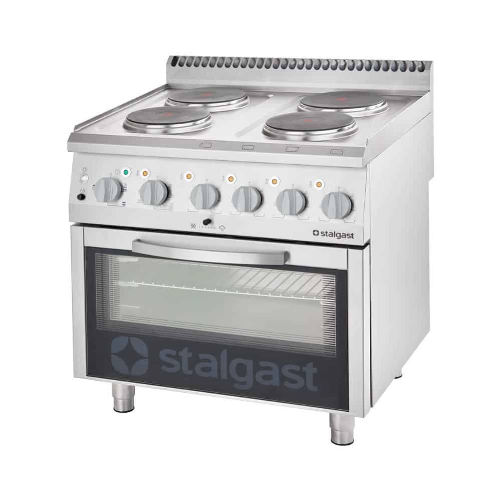 Kuchnia elektryczna, 4-polowa z piekarnikiem elektrycznym, 10.4+7 kW, 800x700x850 Stalgast 9715000