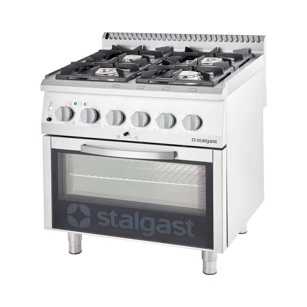Kuchnia gazowa z piekarnikiem elektrycznym, 4-palnikowa, P 22.5+7 kW, U G20, 800x700x850 Stalgast 9716210