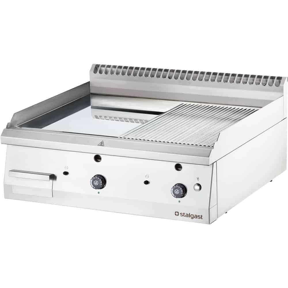 Płyta grillowa gazowa, gładko-ryflowana, 13 kW, G20, chrom Stalgast 9737310