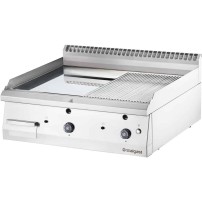 Płyta grillowa gazowa, gładko-ryflowana, 13 kW, G30, chrom Stalgast 9737330